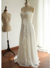 Strapless Lace Chiffon Full Length Wedding Dress